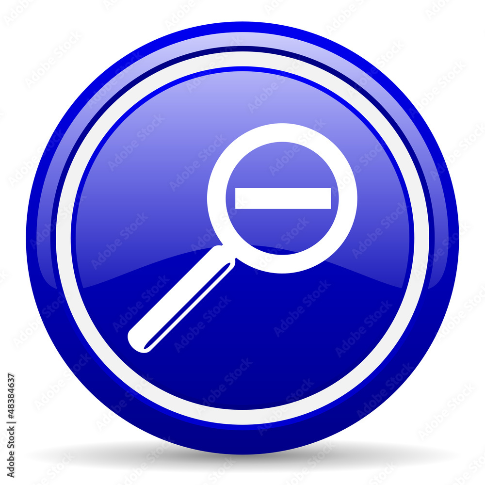magnification blue glossy icon on white background magnification blue glossy icon on white background
