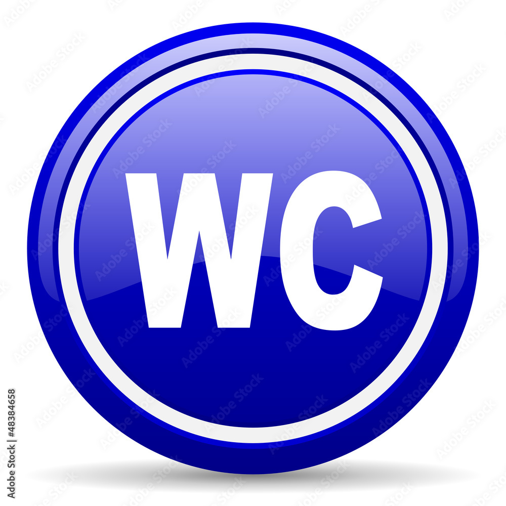 wc blue glossy icon on white background wc blue glossy icon on white background