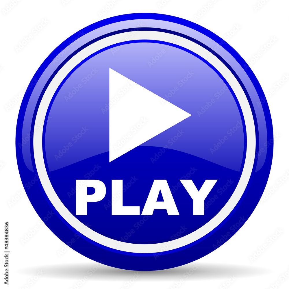 play blue glossy icon on white background play blue glossy icon on white background