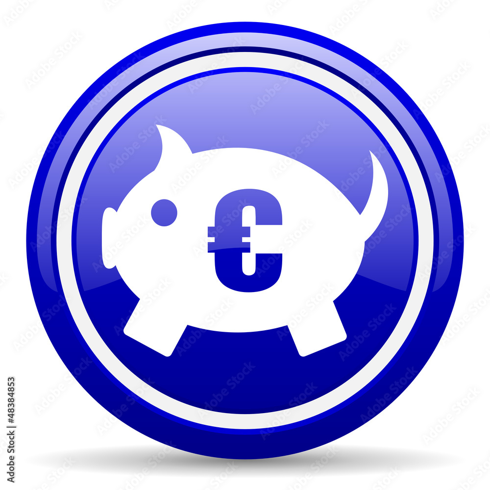 piggy bank blue glossy icon on white background piggy bank blue glossy icon on white background