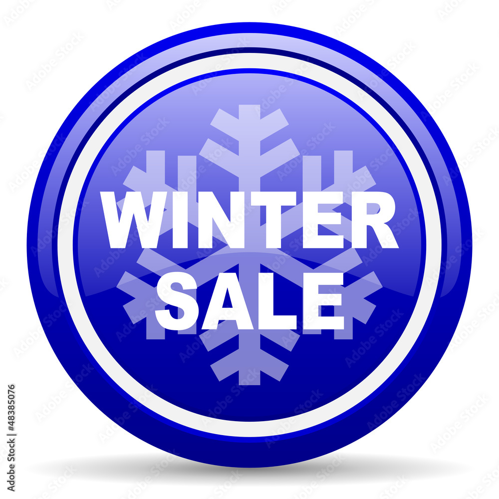 winter sale blue glossy icon on white background winter sale blue glossy icon on white background