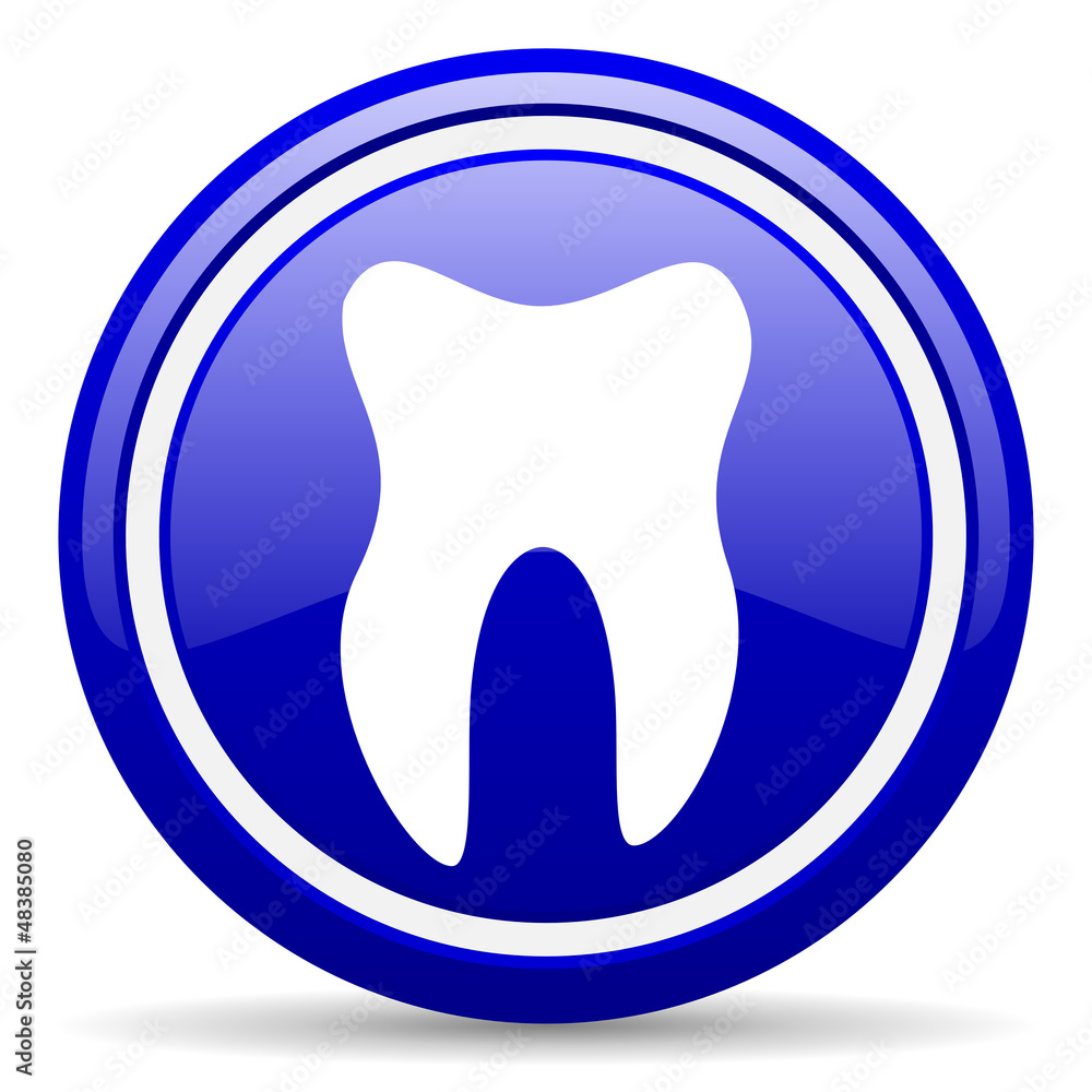 tooth blue glossy icon on white background tooth blue glossy icon on white background