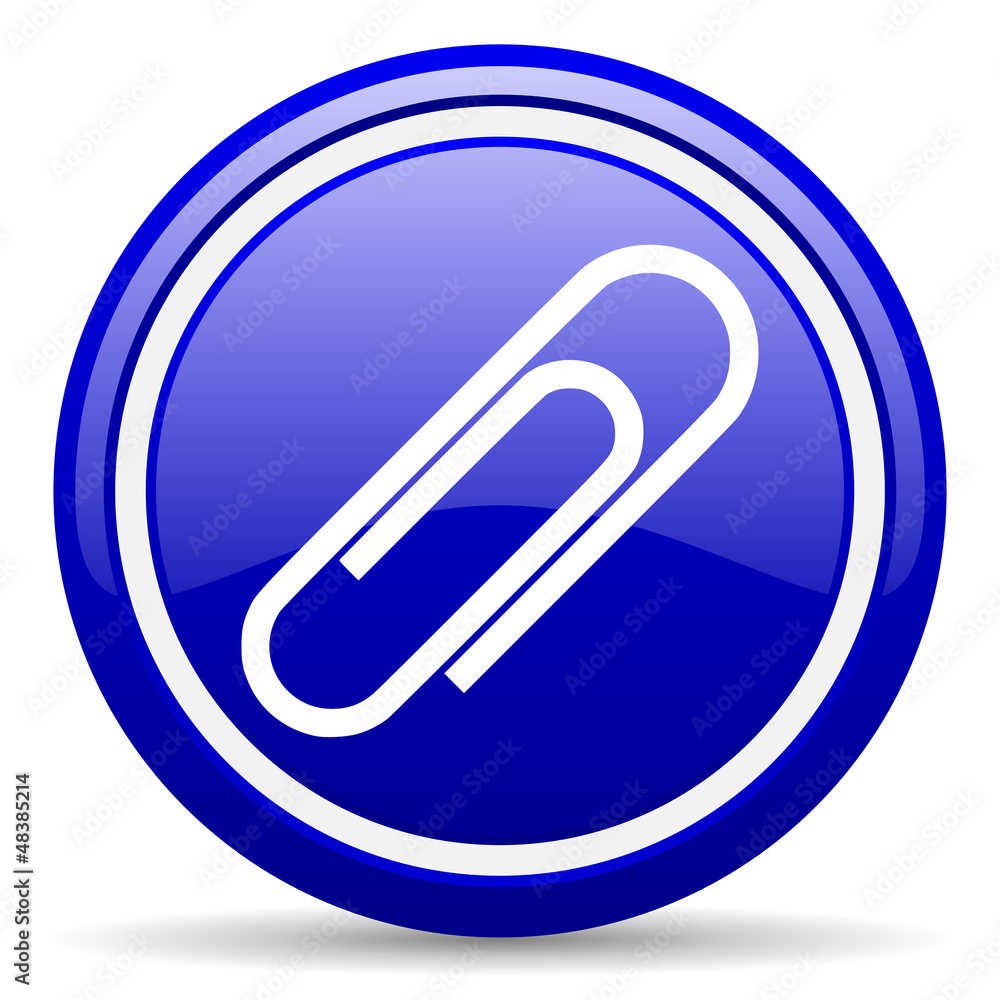 paper clip blue glossy icon on white background paper clip blue glossy icon on white background