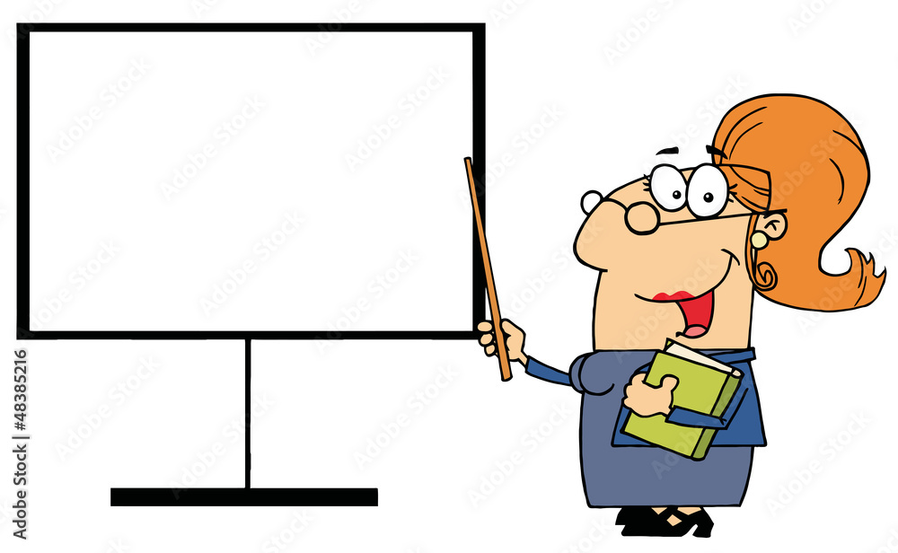 Female Teacher Pointing To A Blank Board Female Teacher Pointing To A Blank Board