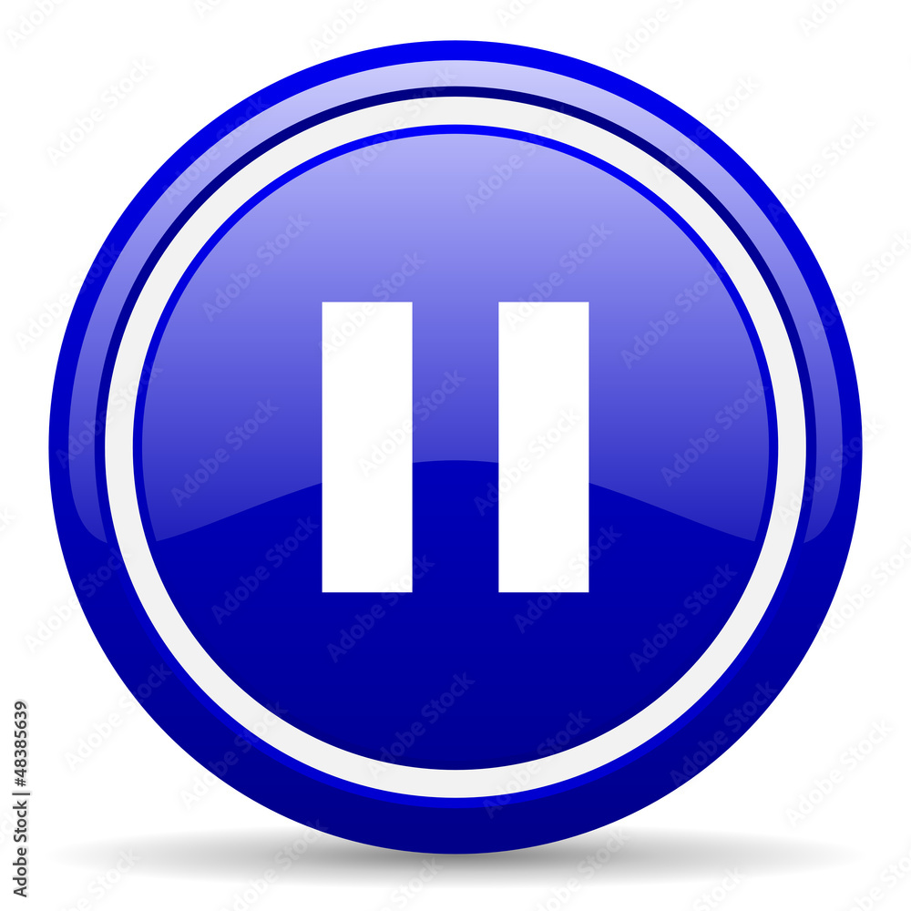 pause blue glossy icon on white background pause blue glossy icon on white background