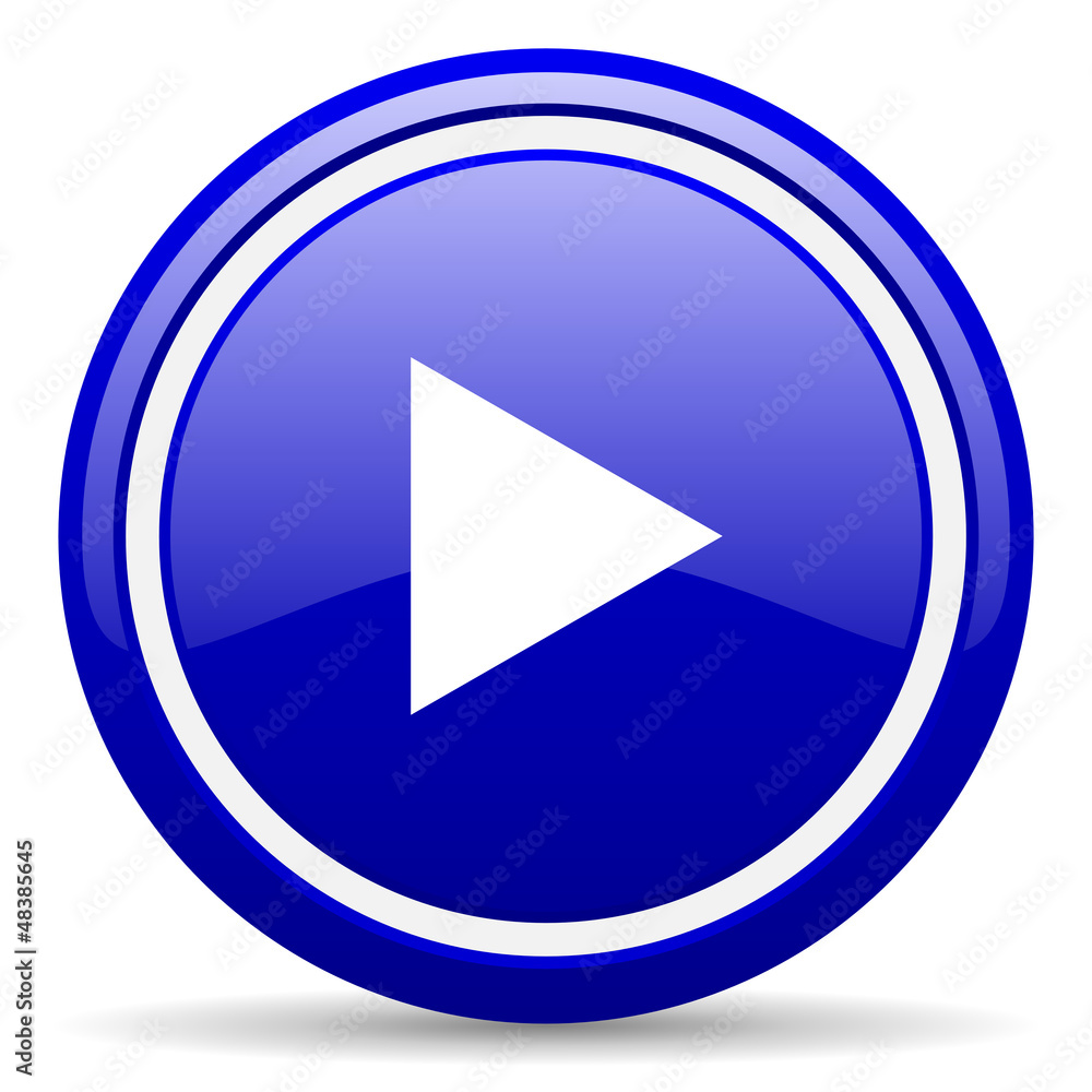 play blue glossy icon on white background play blue glossy icon on white background