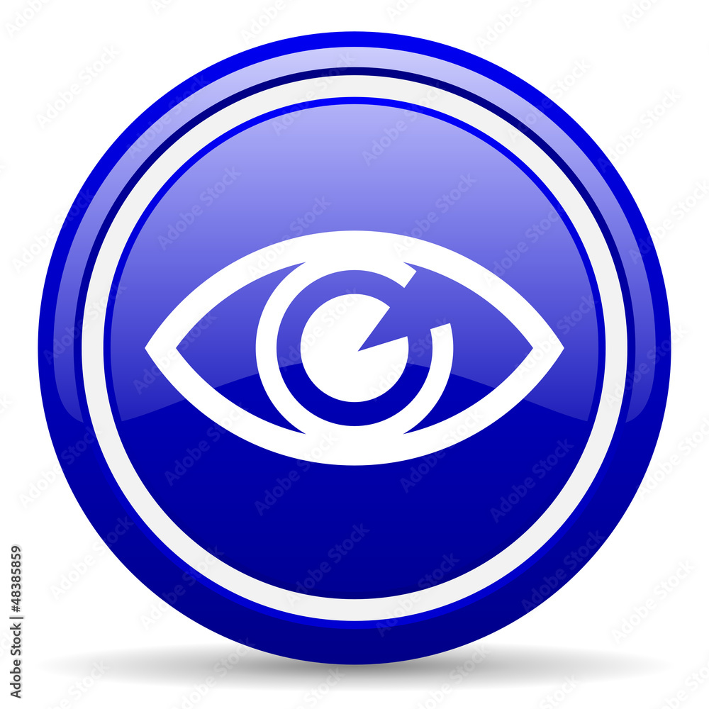 eye blue glossy icon on white background eye blue glossy icon on white background