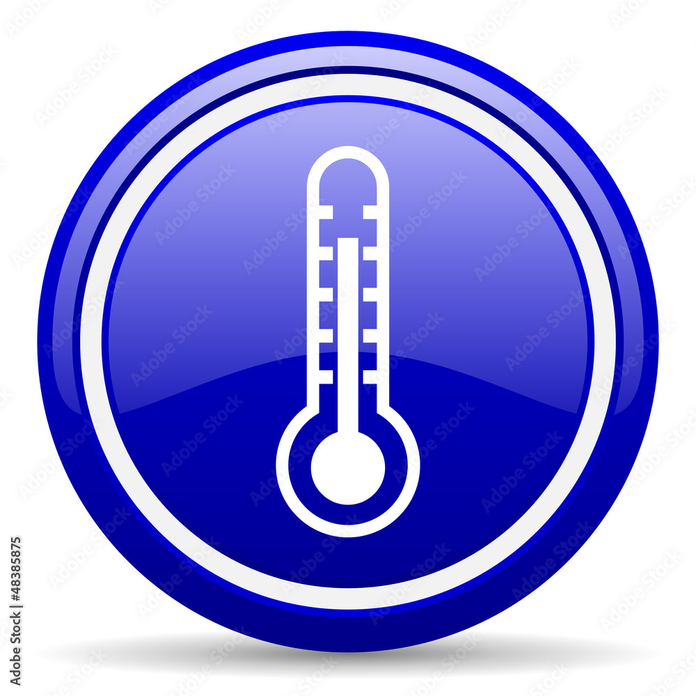 thermometer blue glossy icon on white background thermometer blue glossy icon on white background