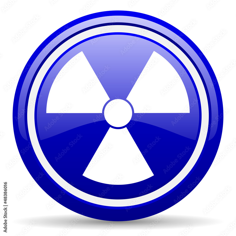 radiation blue glossy icon on white background radiation blue glossy icon on white background