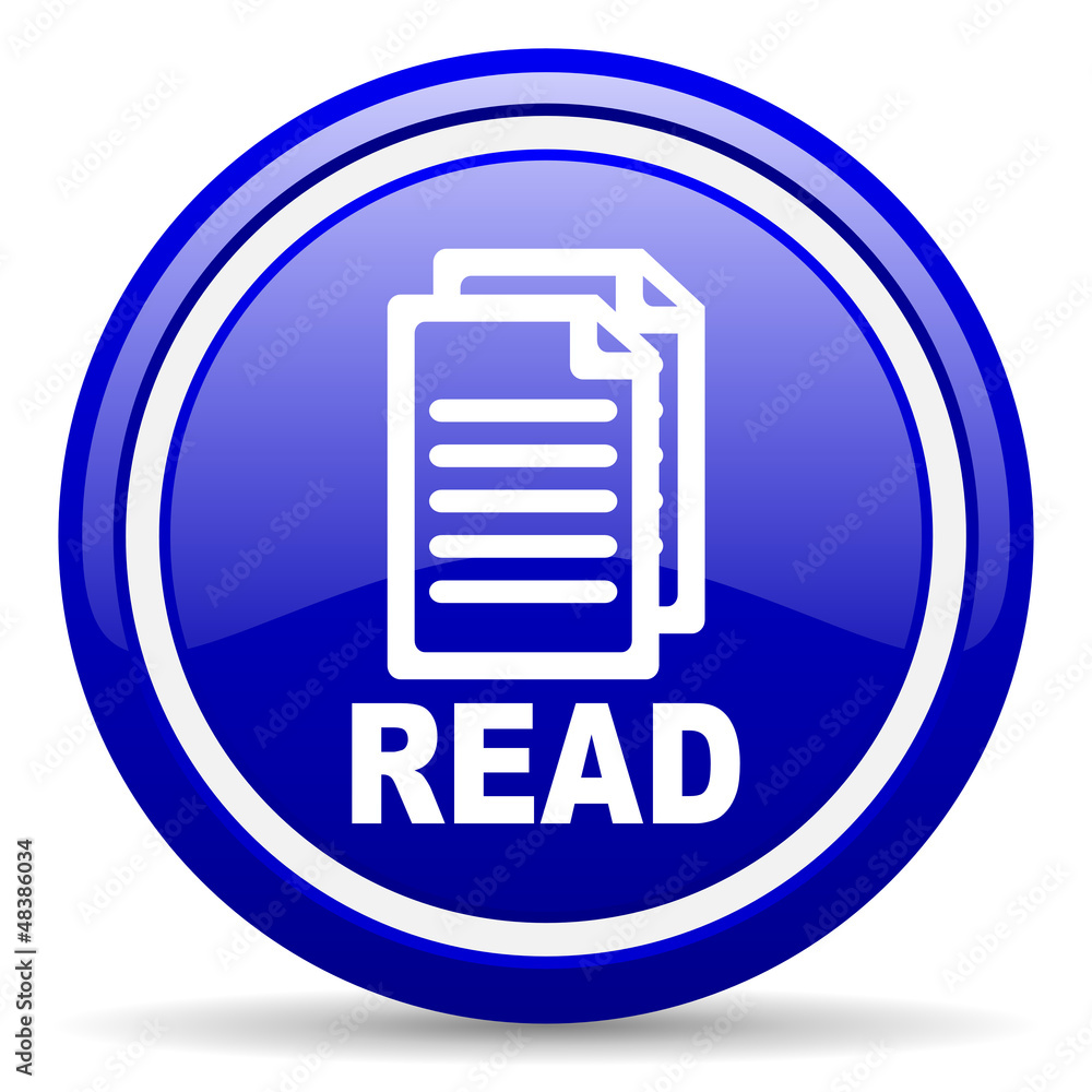 read blue glossy icon on white background read blue glossy icon on white background