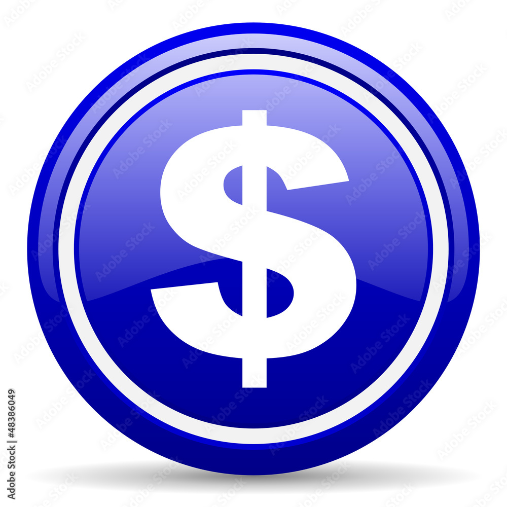 us dollar blue glossy icon on white background us dollar blue glossy icon on white background