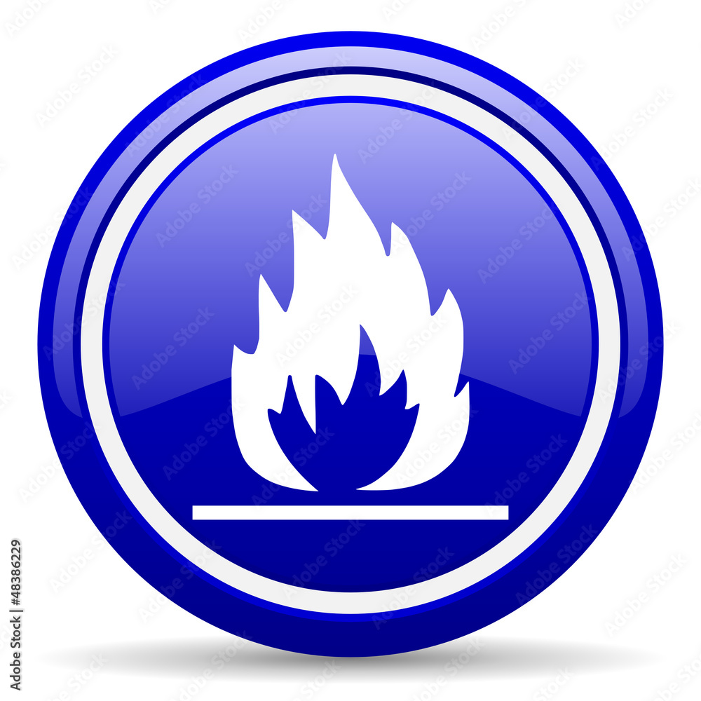 flames blue glossy icon on white background flames blue glossy icon on white background