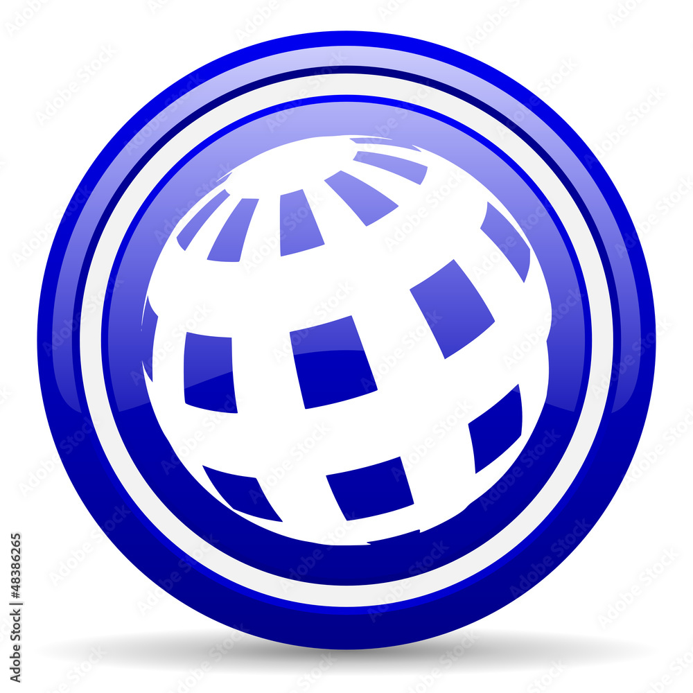 earth blue glossy icon on white background earth blue glossy icon on white background