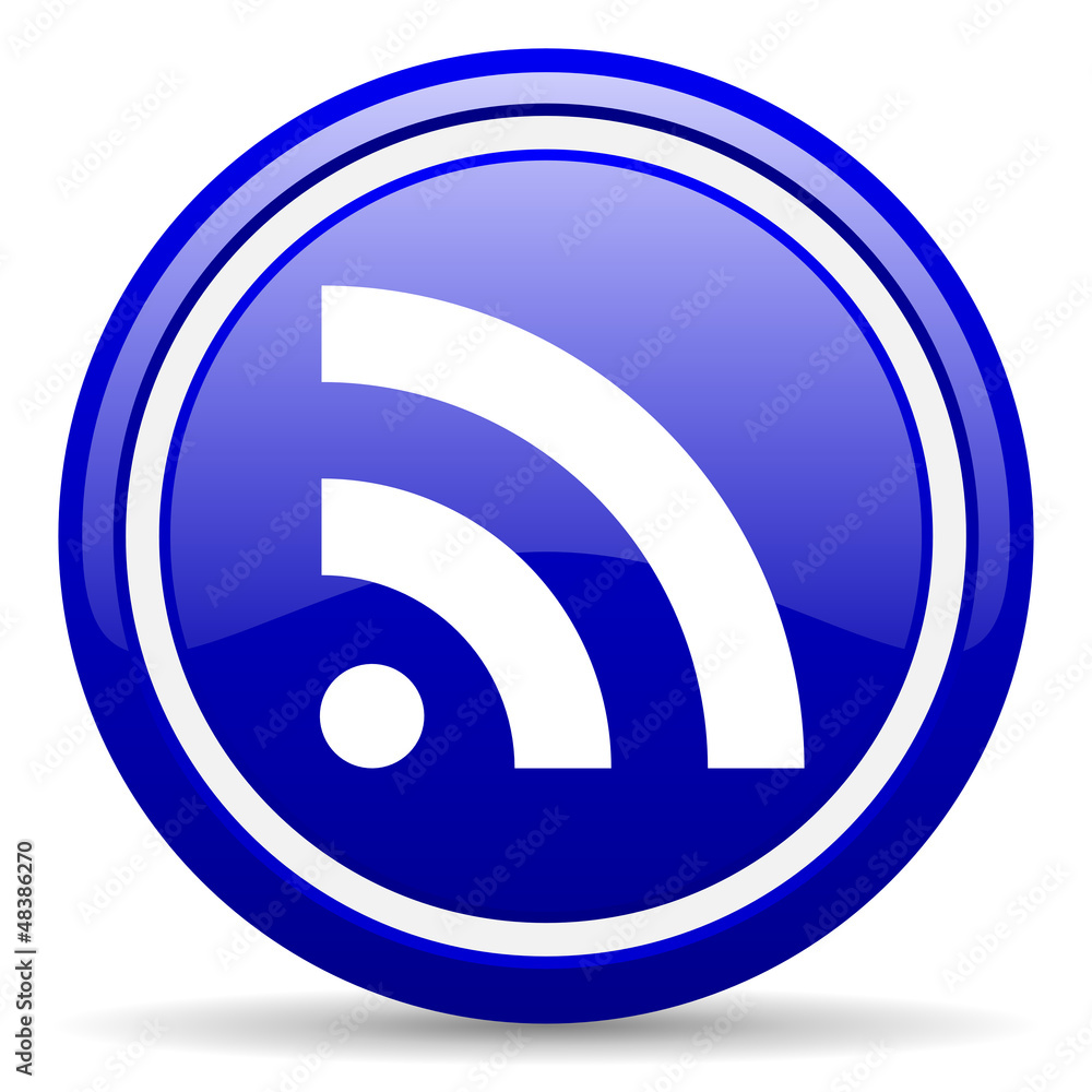 rss blue glossy icon on white background rss blue glossy icon on white background
