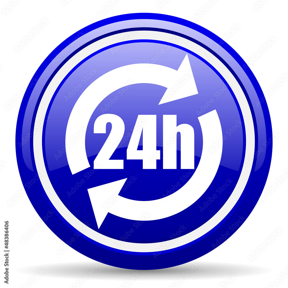 24h blue glossy icon on white background 24h blue glossy icon on white background