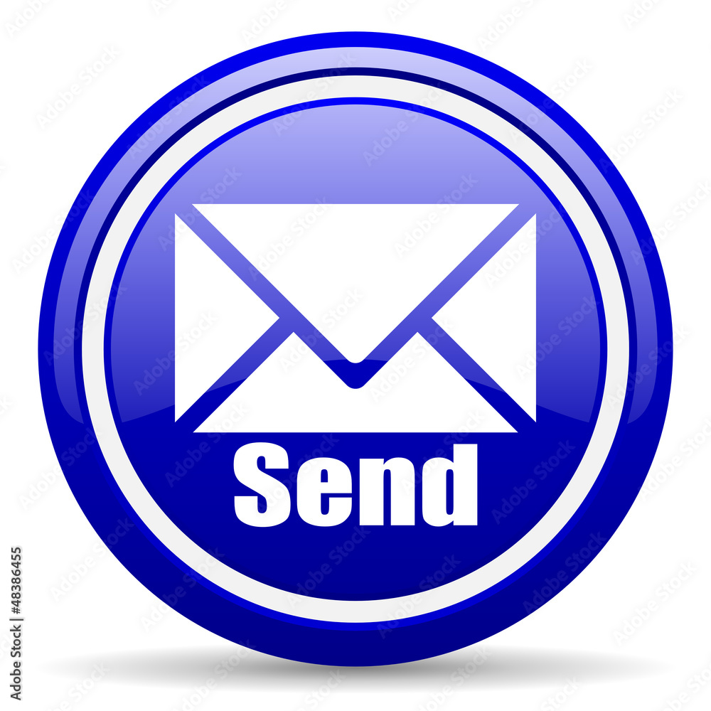send blue glossy icon on white background send blue glossy icon on white background
