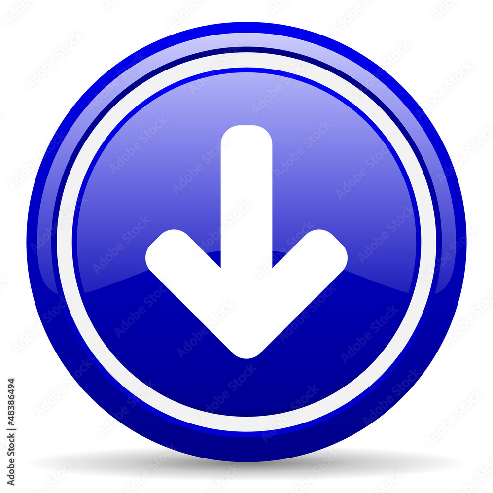 arrow down blue glossy icon on white background arrow down blue glossy icon on white background
