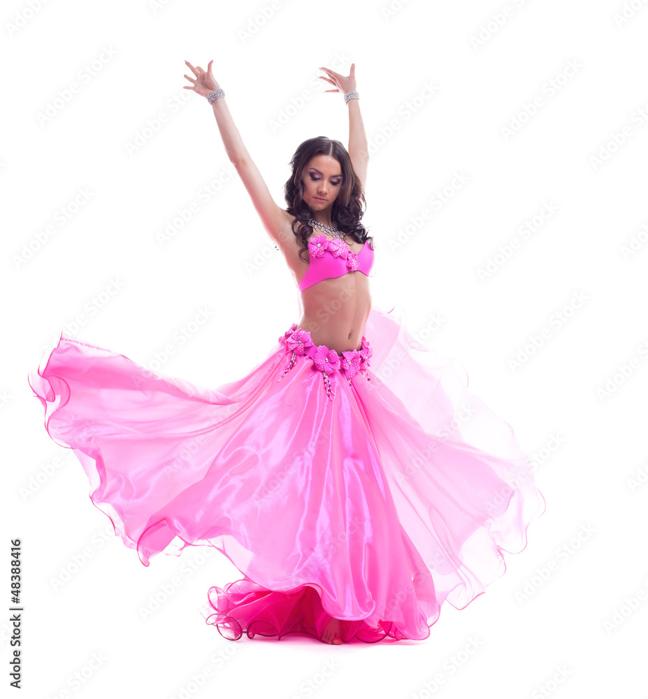 Beautiful dancer in pink costume - oriental dance Beautiful dancer in pink costume - oriental dance