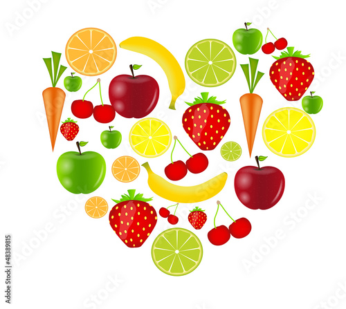 fresh fruits vector illustration