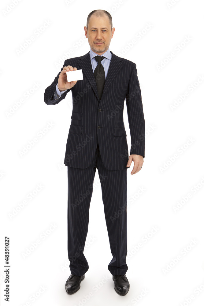 The businessman shows the card. The businessman shows the card.