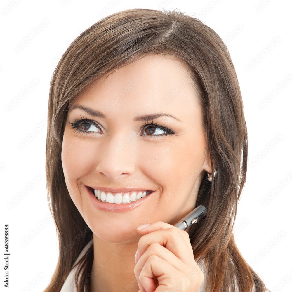 Portrait of thinking businesswoman, isolated Portrait of thinking businesswoman, isolated