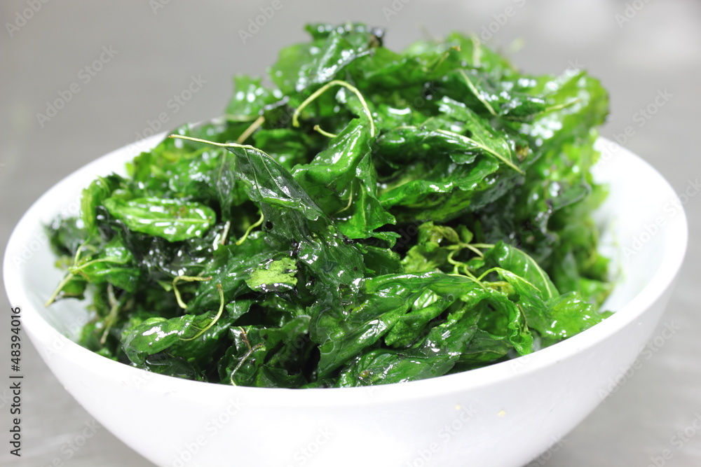 Fried basil leaves Fried basil leaves