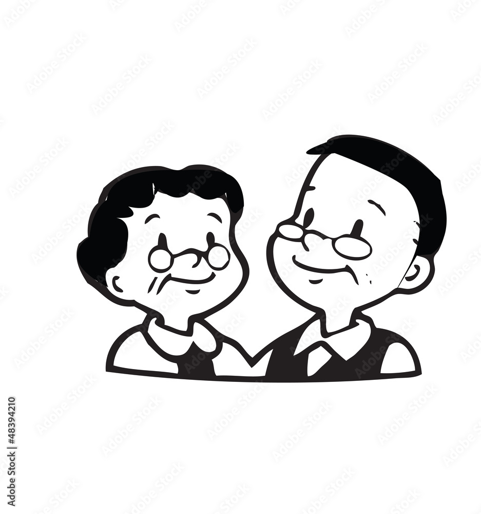 Happy old couple of frame on white background Happy old couple of frame on white background