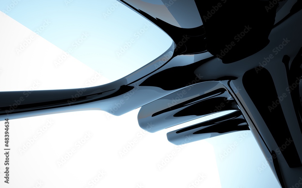 abstract interior with glossy black sculpture abstract interior with glossy black sculpture