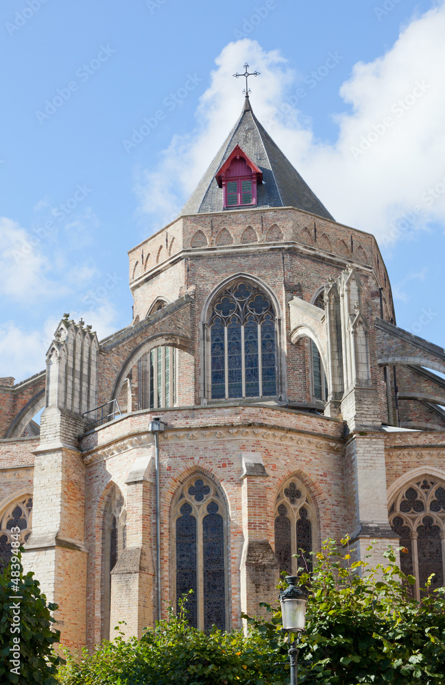 Ancient Gothic architecture in Bruges, Belgium