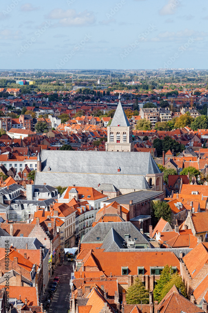 top view to Bruges, Belgium