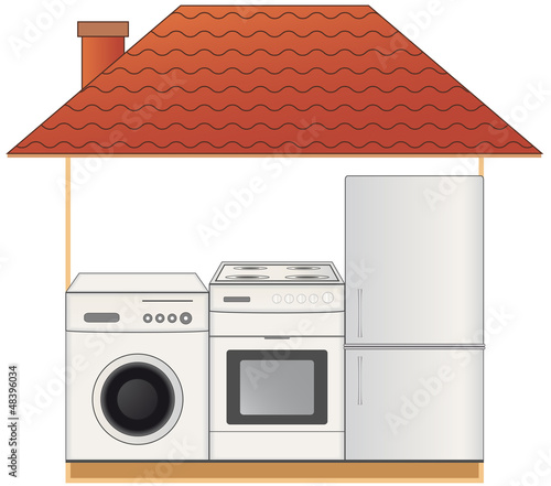 gas stove, washing machine and refrigerator