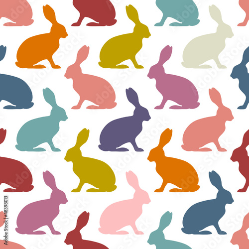 Seamless Pattern Bunny Retro