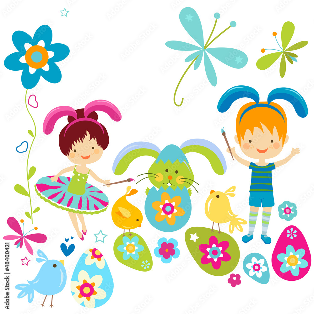boy and girl in bunny costume boy and girl in bunny costume