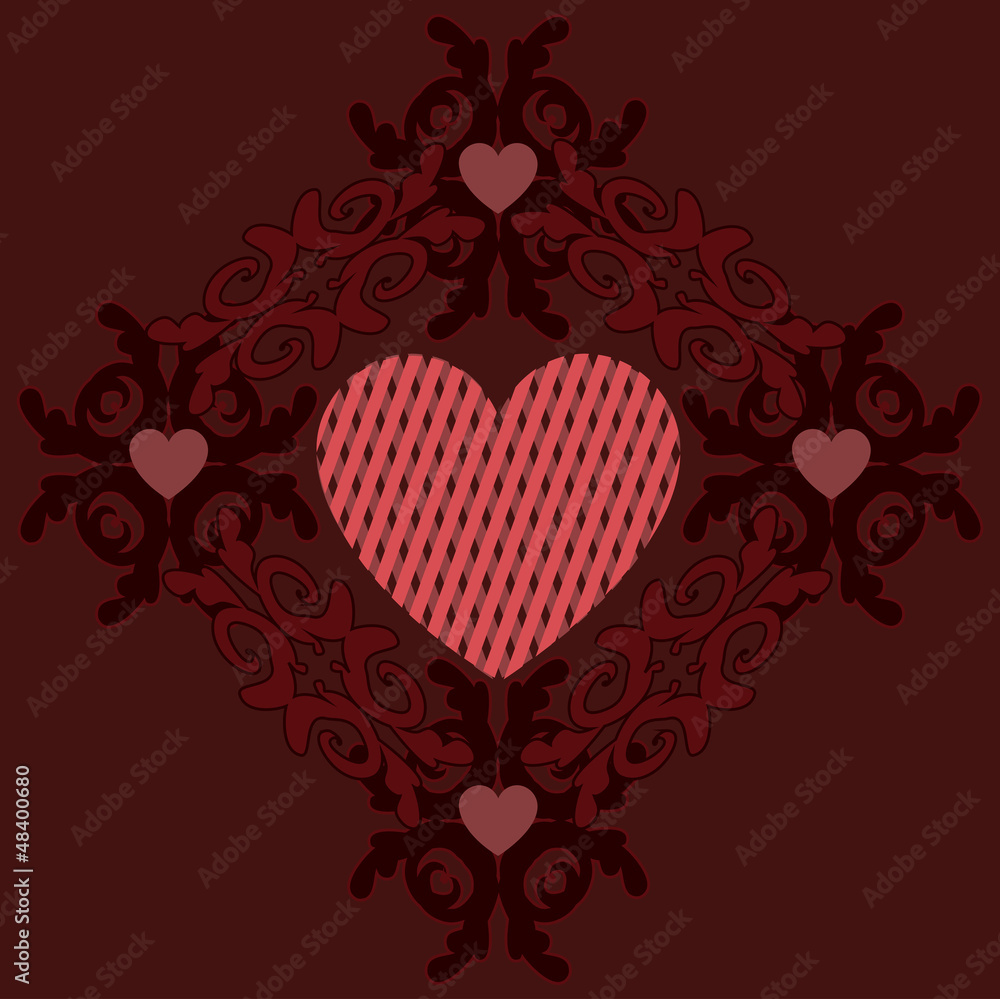Dark red hearts ornament