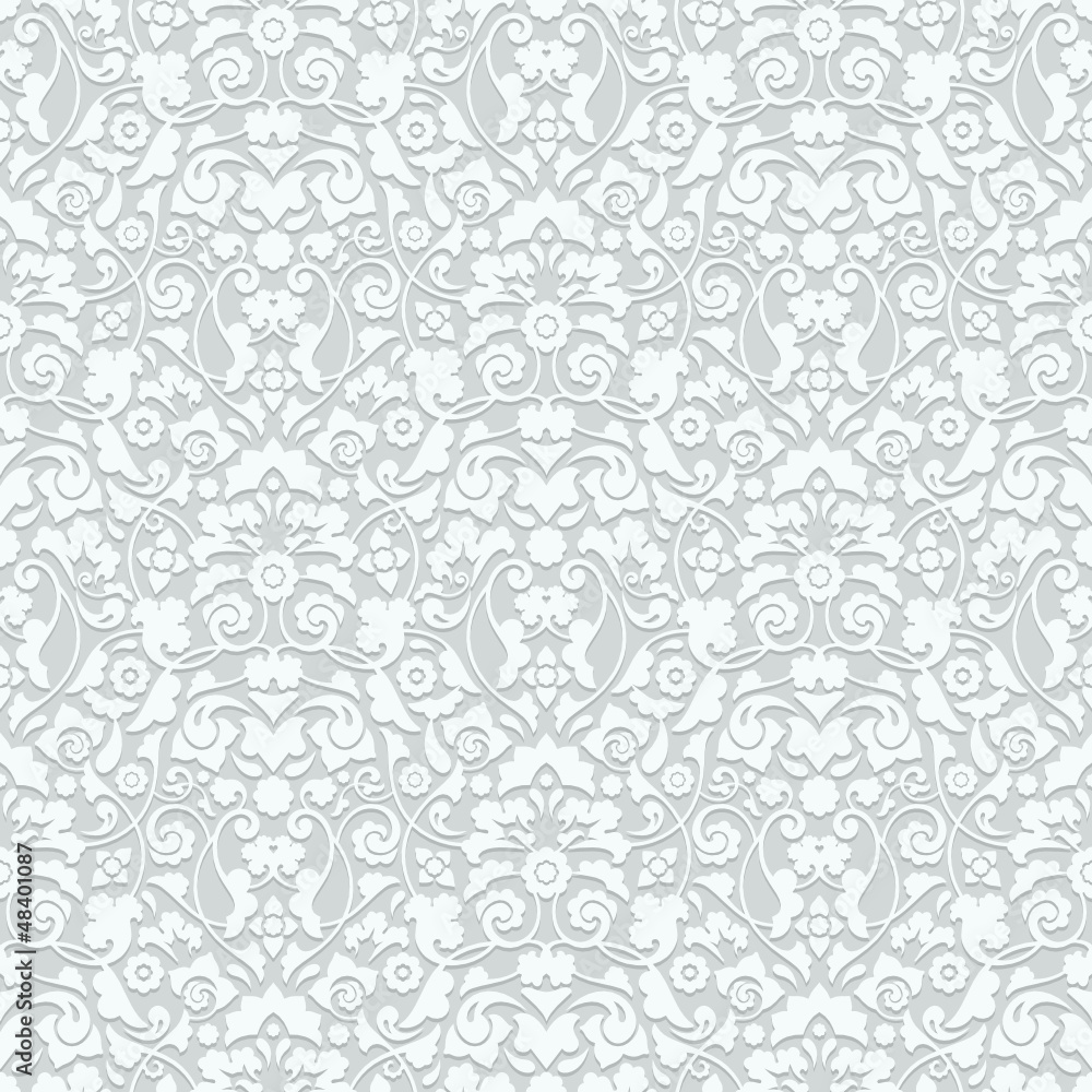 Seamless Damask Pattern Silver Seamless Damask Pattern Silver