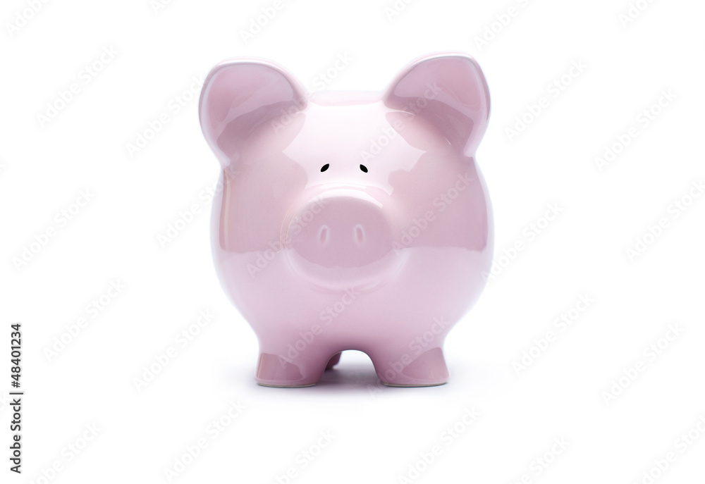 Piggy bank on white background