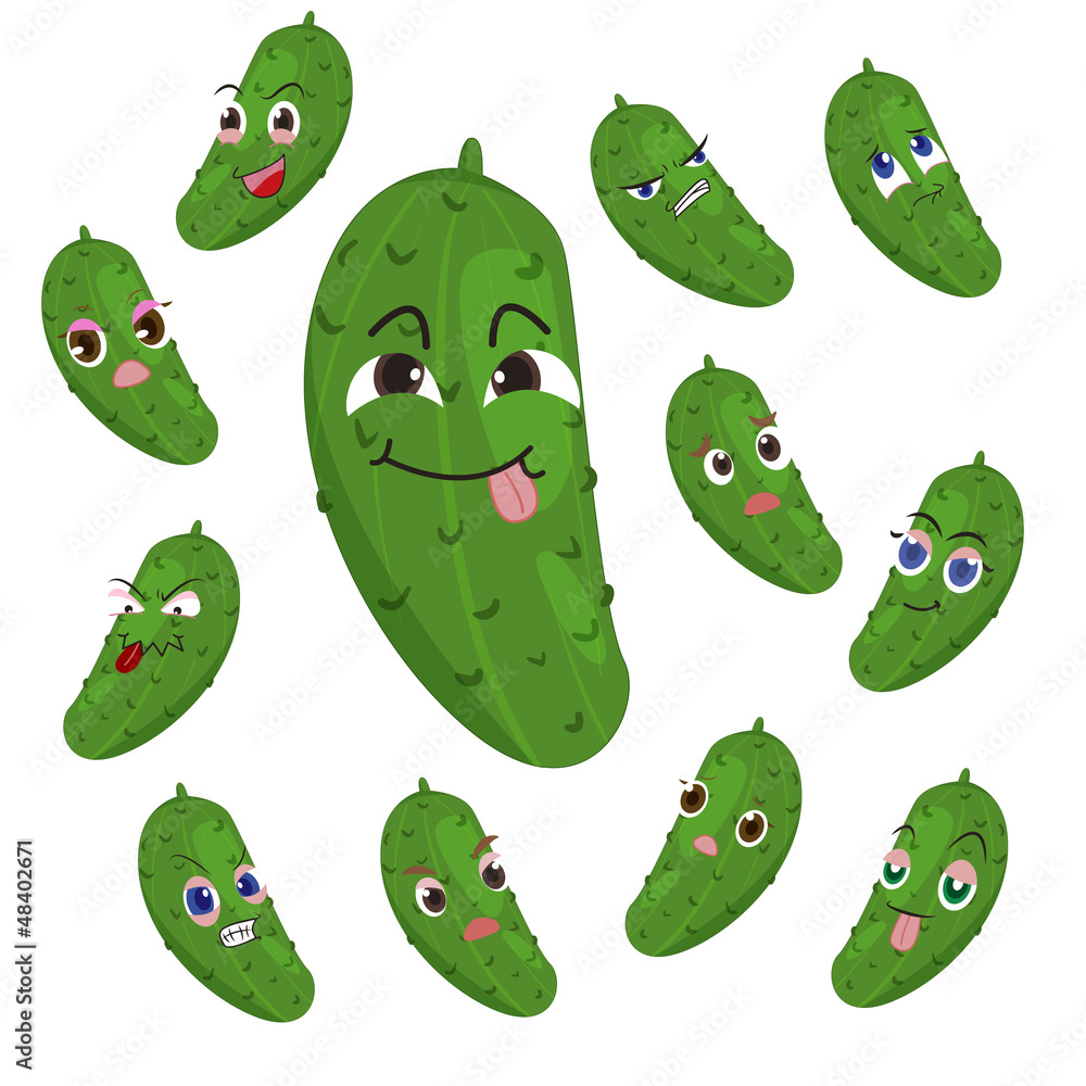 Obraz premium cucumber cartoon with many expressions
