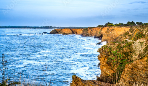 View of the cliffs of Pen Bé, France, on the Brittany coast