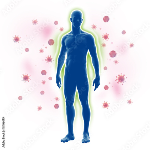 Abwehrkräfte und Immunität - Illustration Bakterien