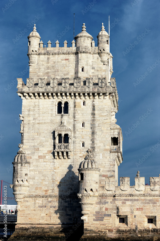 famous Belem Tower in evening