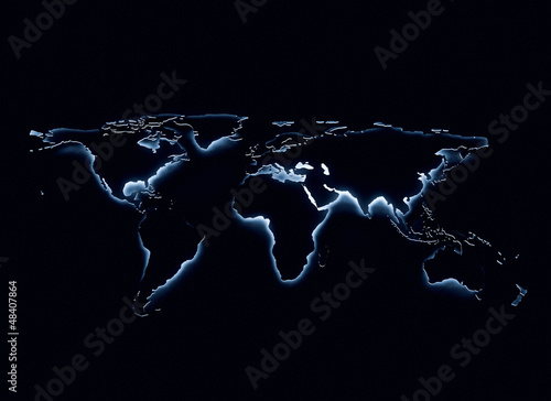 Blue glow world map
