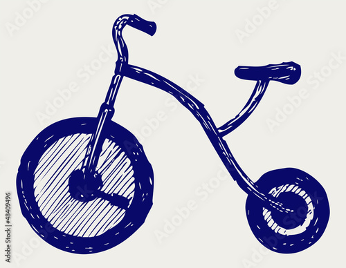 Tricycle child. Doodle style
