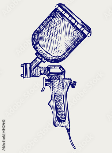 Spray gun. Doodle style