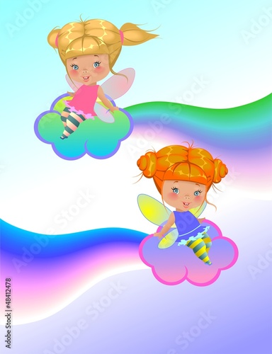 Две маленькие феи на облаках