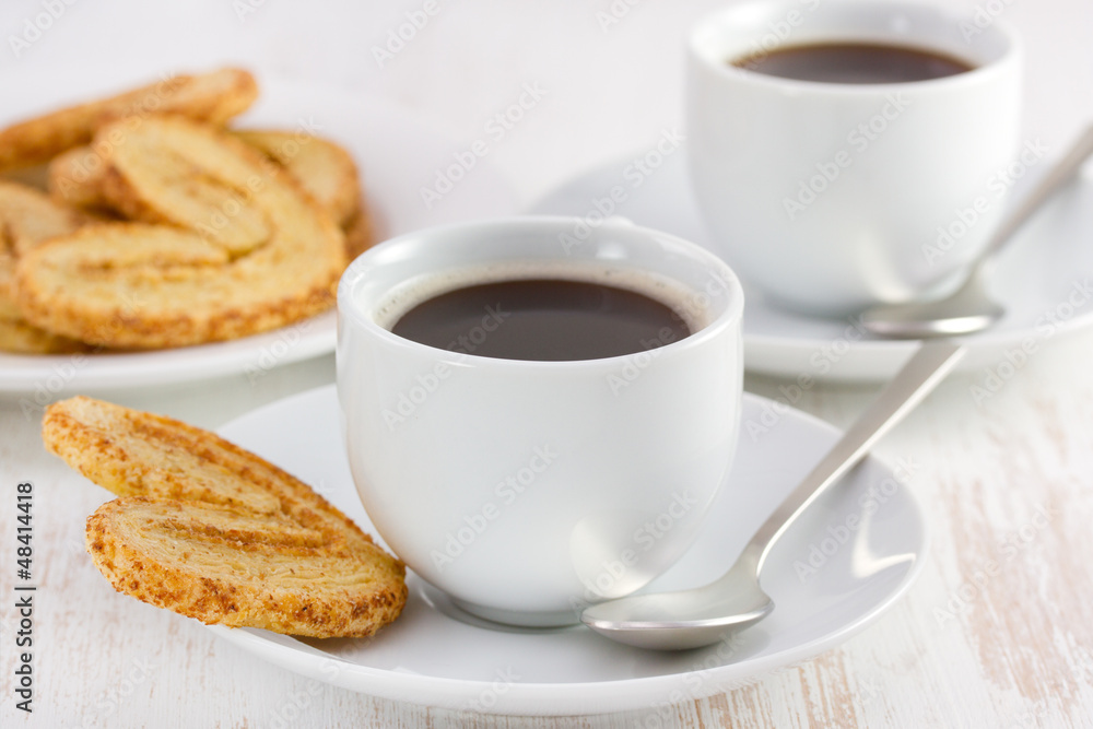 two cups of coffee with cookies two cups of coffee with cookies