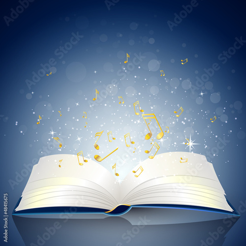 Vector Illustration of an open Book with Notes