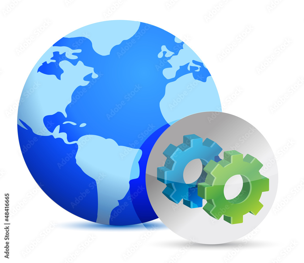 earth and sign showing gears. earth and sign showing gears.