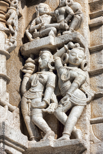 Ancient Sun Temple in Ranakpur. Jain Temple Carving. photo