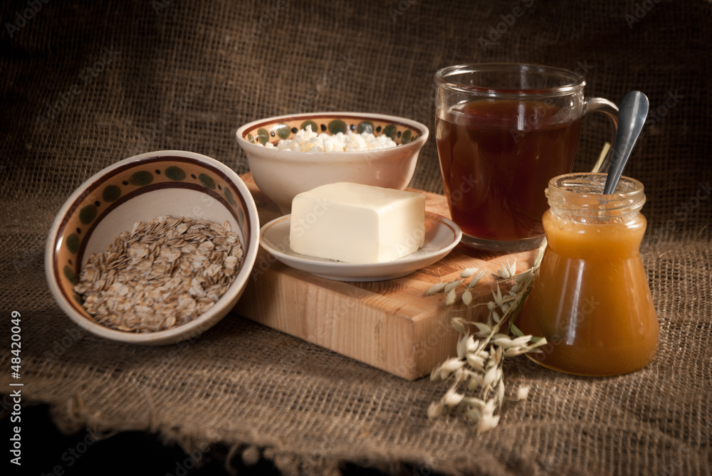 healthy meal with bread , cereals healthy meal with bread , cereals