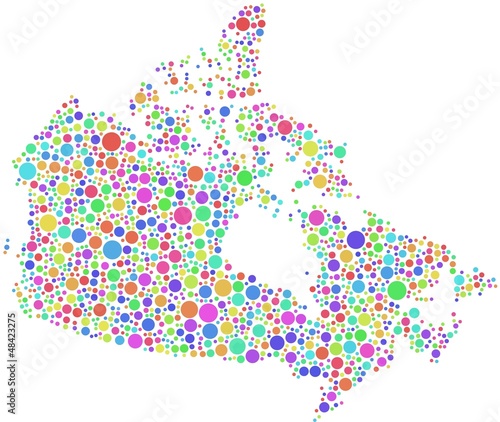 Map of Canada - America - in a mosaic of harlequin bubbles